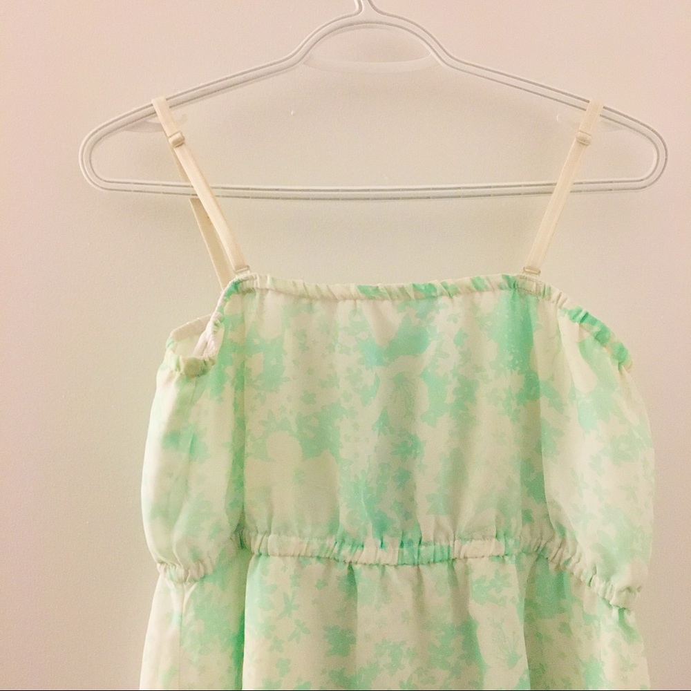 Cute Flowy Floral Mint Green High Low Dress